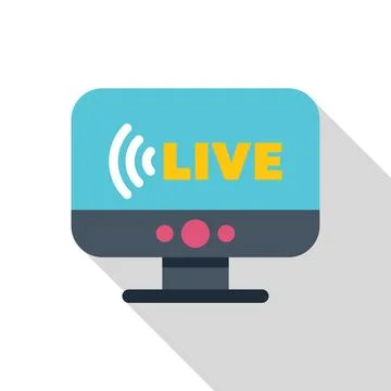 Live streaming video on desktop computer monitor with signal icon Illustrazione stock