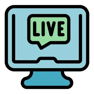 Live streaming video on desktop computer screen displaying live content Stock Illustration