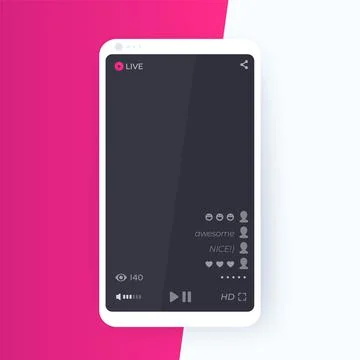 LIVE streaming video, mobile app vector ui Stock Illustration