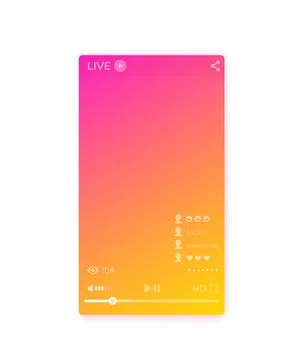 LIVE streaming video player interface, mobile app ui Stock Illustration