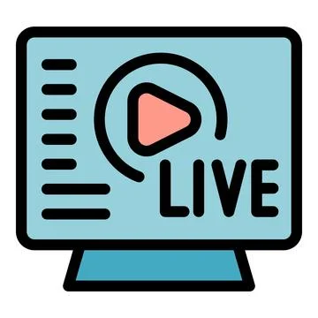 Live streaming video player interface showing live content on monitor Stock Illustration