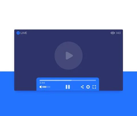 LIVE streaming video player, vector ui design Stock Illustration