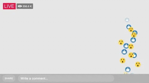 Live Streaming with video views increasing and emoticon icon Stock Footage 148571422