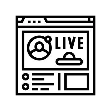 Live streaming virtual conference line icon vector illustration イラスト素材
