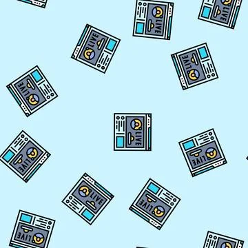 Live streaming virtual conference vector seamless pattern Illustrazione stock