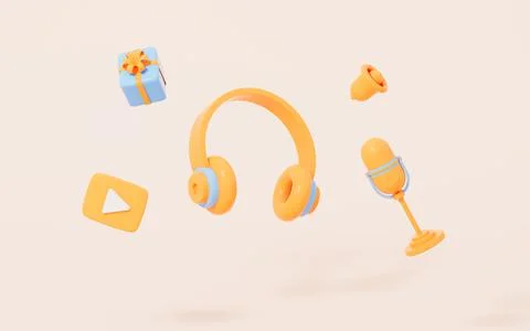 Live streaming on the yellow background, 3d rendering. Stock Illustration