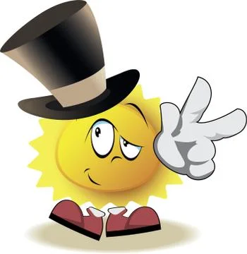 Live sun with face, arms, feet and hat Stock Illustration