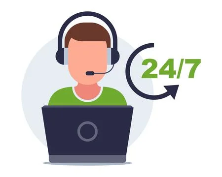Live support 24 hours. Stock Illustration