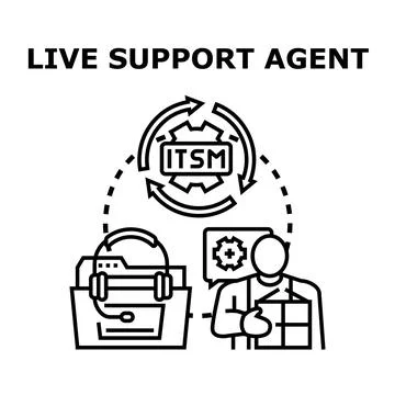 Live support agent providing itsm help and consultation Stock Illustration