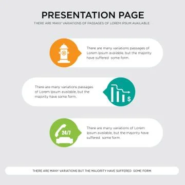 Live support, cost uction, fire hydrant presentation design template in orang Stock Illustration