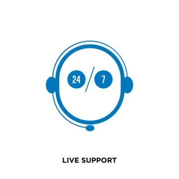 Live support icon isolated on white background for your web, mobile and app d Stock Illustration