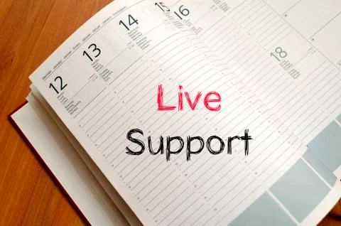 Live support text concept on notebook Stock Photos
