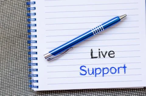 Live support text concept on notebook Stock Photos