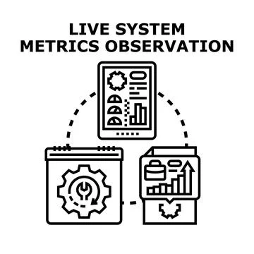 Live system metrics observation and performance monitoring Stock Illustration