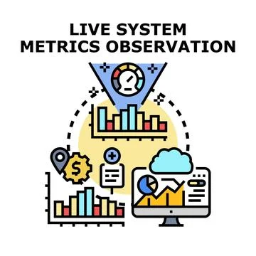 Live system metrics observation and analytics monitoring Stock Illustration