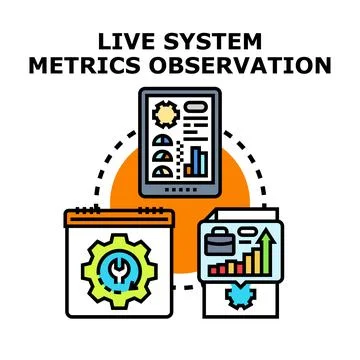 Live system metrics observation and performance monitoring Stock Illustration