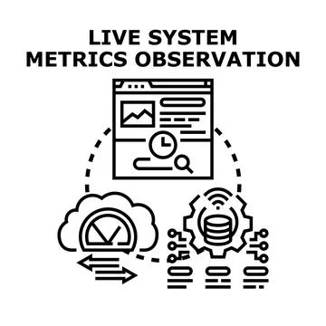 Live system metrics observation concept evaluating data flow イラスト素材