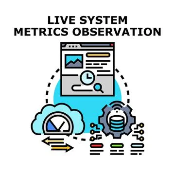 Live system metrics observation concept evaluating data flow Stock Illustration