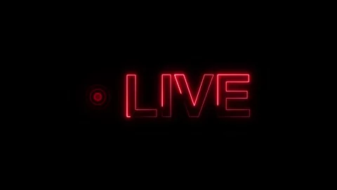 Live text animation with red neon. Live text broadcast and streaming. Live .. Stock Footage 338347640