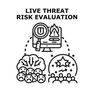 Live threat risk evaluation process illustration 库存插图
