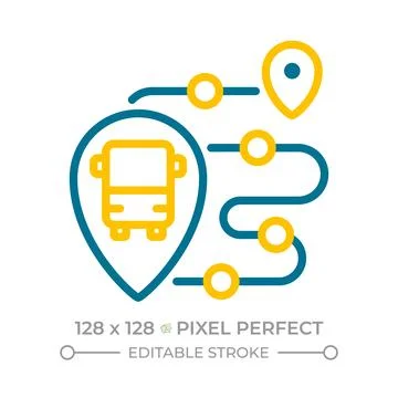 Live tracking pixel perfect two color line icon Stock Illustration