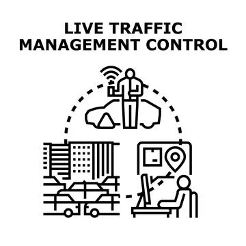 Live traffic management control concept vector illustration Stock Illustration