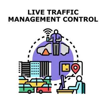 Live traffic management control concept vector illustration Stock Illustration