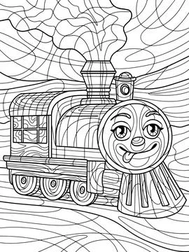 Live train wagon, fun railway transport. Antistress for children and adults Stock Illustration