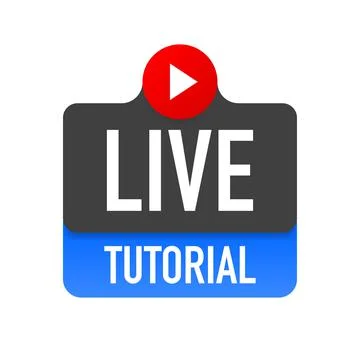 Live tutorial icon on white background. Video tutorial banner. Stock Illustration