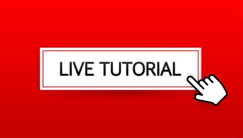 Live tutorial icon on white background. Video tutorial banner Illustrazione stock