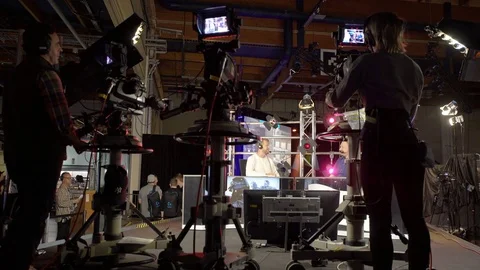 Live with the TV host. Stock Footage 80396828