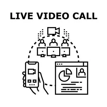 Live video calls connecting remote workers and teams Stock Illustration