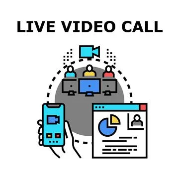 Live video calls connecting remote workers and teams Stock Illustration