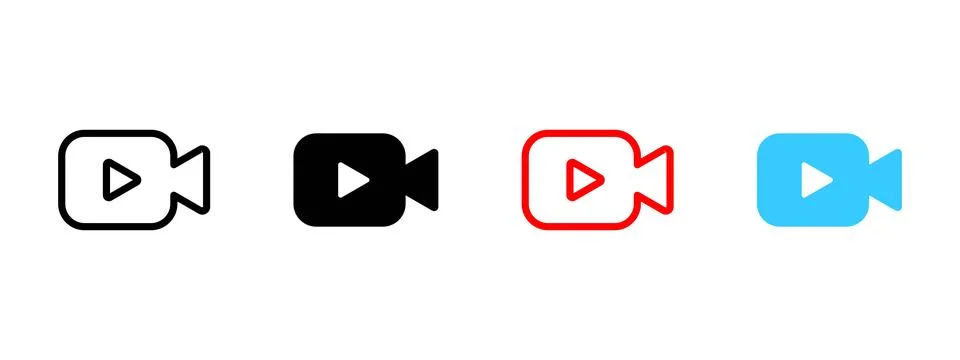 Live video icon. Camera shape with play button for movie or streaming conte.. Stockillustratie
