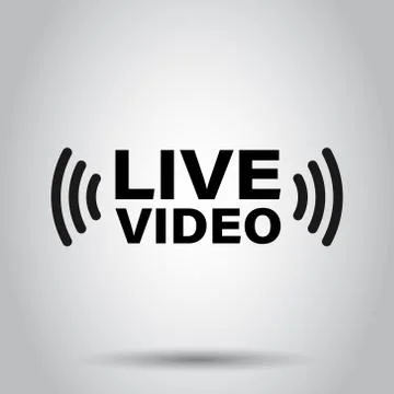 Live video icon in flat style. Streaming tv vector illustration on isolated b Stock Illustration