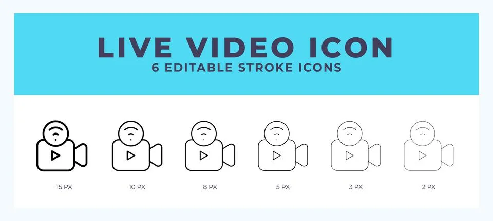 Live video icon in thin line. Bold line. Regular line. Editable stroke. 스톡 일러스트