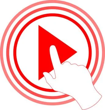 Live video stream with a hand icon, play button shape Stock Illustration
