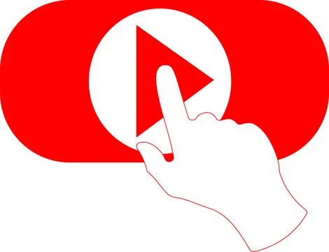 Live video stream with a hand icon, play button shape Stock Illustration