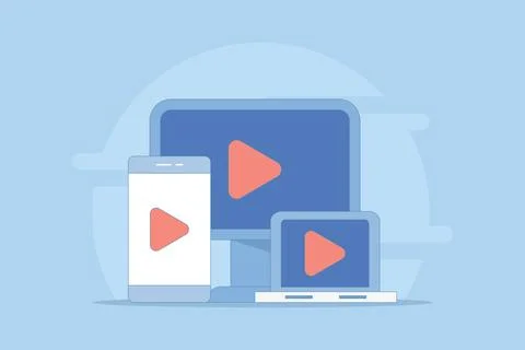 Live video streaming concept, vlog broadcasting. playing online video. Stock Illustration