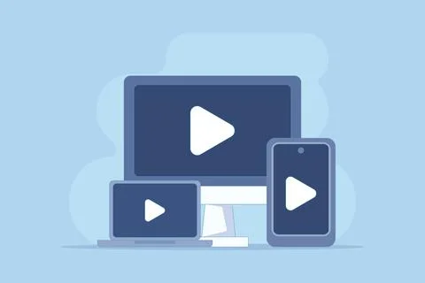 Live video streaming concept, vlog broadcasting. playing online video. 스톡 일러스트
