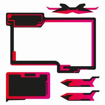 Live video streaming gradient border frame and alert panel and labels set Stock Illustration