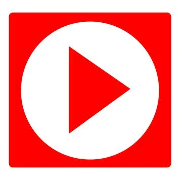 Live video streaming play button shape. Broadcasting icon, red symbol Illustrazione stock