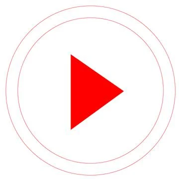 Live video streaming play button shape. Broadcasting icon, red symbol Illustrazione stock