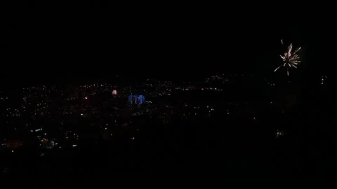 Live view firework with sound, new year 2021, Yalta Crimea 库存影片 145899022