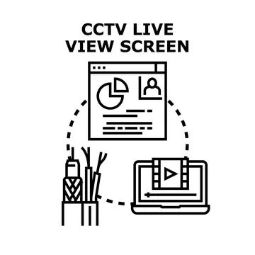 Live view screen connecting security monitoring system 스톡 일러스트