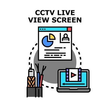 Live view screen connecting security monitoring system Stock Illustration