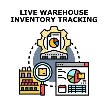 Live warehouse inventory tracking system management Stock Illustration