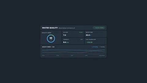 Live water quality scada telemetry dashboard monitor. 4K 库存影片 344846822