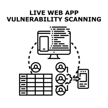 Live web app vulnerability scanning and security testing Illustrazione stock