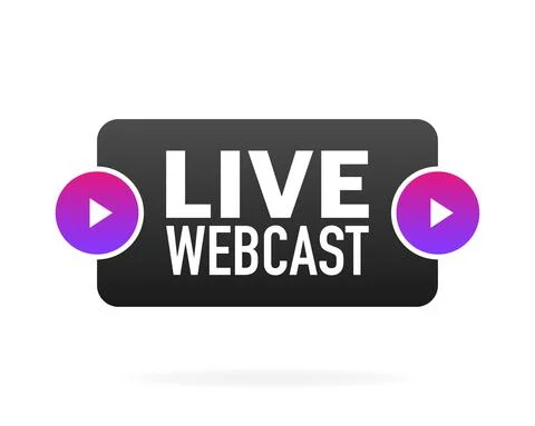 Live webcast banner in flat style on white background. Play webcast. Web medi 库存插图